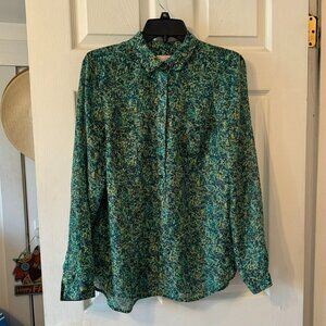 Women's Loft Green and Blue button down blouse.  Size Medium. Never worn.